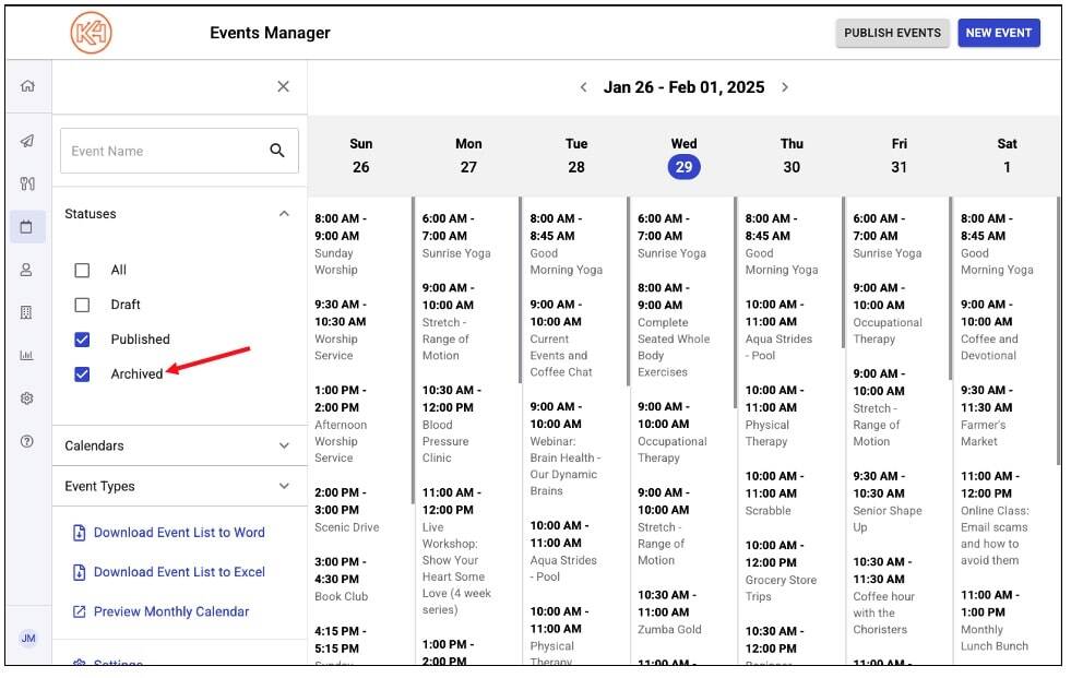 How to create and manage events